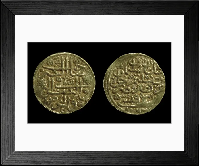Framed Print : Gold ashrafi coin of Süleyman the Magnificent, 1520. Creator: Numismatic, Oriental coins Framed Print : Gold ashrafi coin of Süleyman the Magnificent, 1520. Creator: Numismatic, Oriental coins