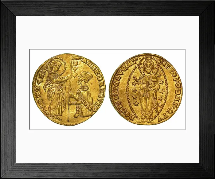 Framed Print : Ducato d'oro. Andrea Dandolo (1342-1354), Republic of Venice, 1345-1350. Creator: Numismatic, West European Coins