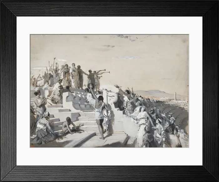 Framed Print : Titus Quinctius Flaminius proclaims the freedom of the Greek states. Creator: Pogliaghi, Lodovico (1857-1950) Framed Print : Titus Quinctius Flaminius proclaims the freedom of the Greek states. Creator: Pogliaghi, Lodovico (1857-1950)
