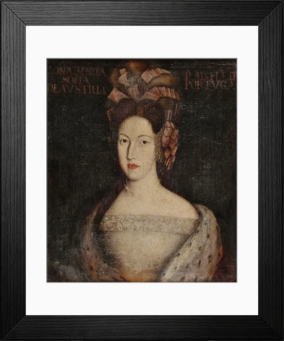 Framed Print : Portrait of Maria Sophia of Neuburg (1666-1699), Queen of Portugal, 1690s. Creator: Oliveira de Louredo, Antonio (active 1695-1704) Framed Print : Portrait of Maria Sophia of Neuburg (1666-1699), Queen of Portugal, 1690s. Creator: Oliveira de Louredo, Antonio (active 1695-1704)