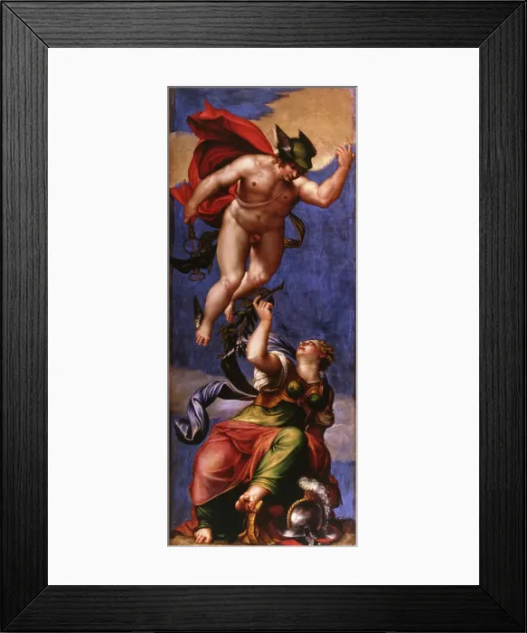 Framed Print : Mercury and Minerva, 1553-1554. Creator: Ponchini (Ponchino), Giovanni Battista (c. 1500-1570 / 71) Framed Print : Mercury and Minerva, 1553-1554. Creator: Ponchini (Ponchino), Giovanni Battista (c. 1500-1570 / 71)