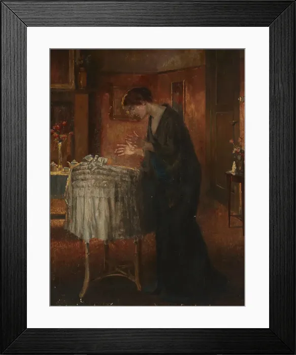 Framed Print : Interior with a woman by a cradle, c 1870. Creator: Stevens, Alfred (1823-1906) Framed Print : Interior with a woman by a cradle, c 1870. Creator: Stevens, Alfred (1823-1906)