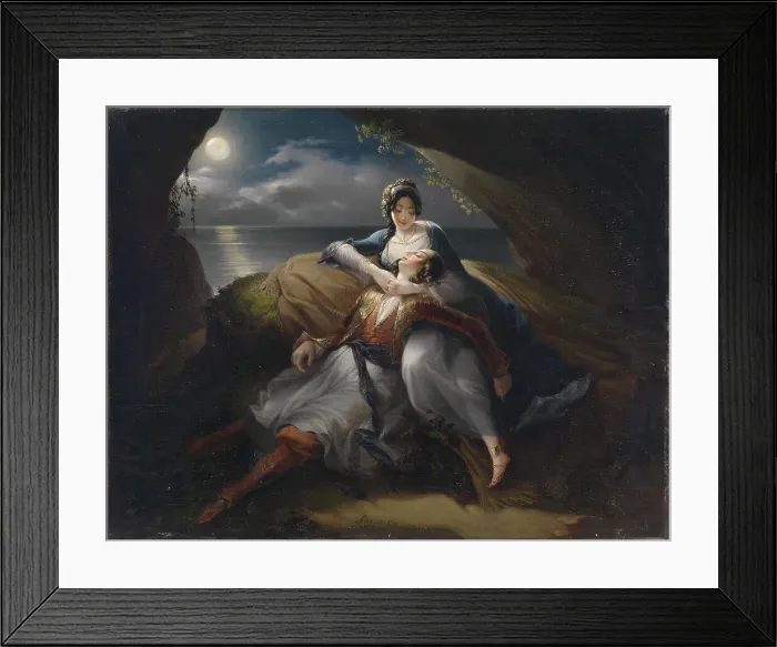 Framed Print : Angelika and Medoro. Scene from Orlando Furioso by Ludovico Ariosto, 1833. Creator: Stroj, Mihael (1803-1871) Framed Print : Angelika and Medoro. Scene from Orlando Furioso by Ludovico Ariosto, 1833. Creator: Stroj, Mihael (1803-1871)