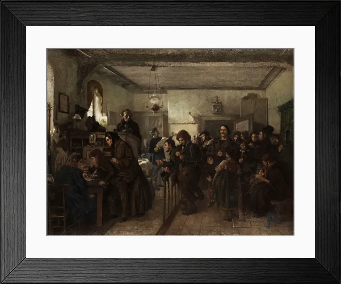 Framed Print : In the passport and police office before emigration, 1900s. Creator: Schlesinger, Felix (1833-1910) Framed Print : In the passport and police office before emigration, 1900s. Creator: Schlesinger, Felix (1833-1910)