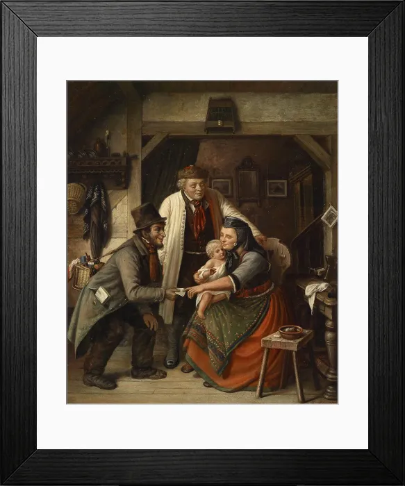 Framed Print : The lottery ticket seller. Creator: Schmitz, Philipp (1824-1887) Framed Print : The lottery ticket seller. Creator: Schmitz, Philipp (1824-1887)