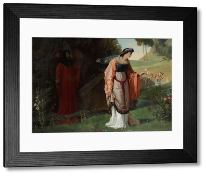 Framed Print : Dante and Virgil meet Matelda (Purgatorio 28), 1870. Creator: Schönbrunner, Karl (1832-1877) Framed Print : Dante and Virgil meet Matelda (Purgatorio 28), 1870. Creator: Schönbrunner, Karl (1832-1877)