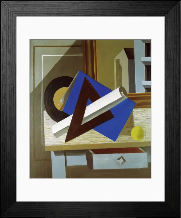 Framed Print : Still Life with Set Square, 1924. Creator: Suta, Romans (1896-1944) Framed Print : Still Life with Set Square, 1924. Creator: Suta, Romans (1896-1944)