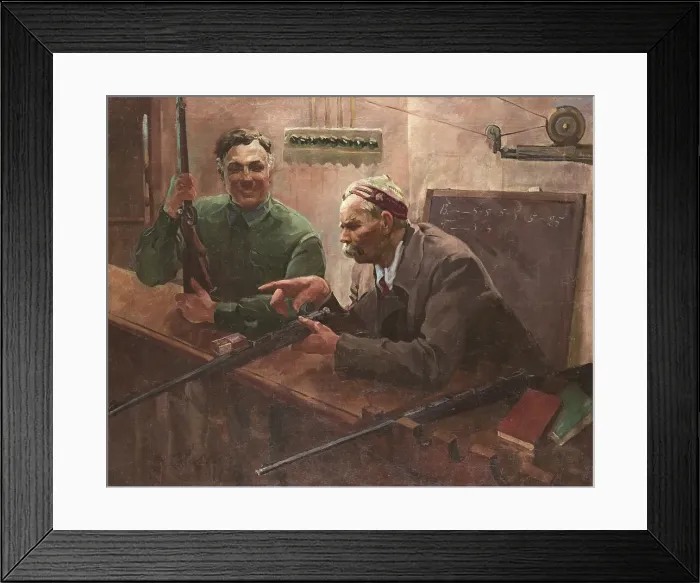 Framed Print : Kliment Voroshilov and Maksim Gorky at the Shooting Range of the Central House of the Red Army, 1935 Creator: Svarog, Vasili Semyonovich (1883-1946) Framed Print : Kliment Voroshilov and Maksim Gorky at the Shooting Range of the Central House of the Red Army, 1935 Creator: Svarog, Vasili Semyonovich (1883-1946)