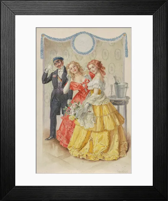 Framed Print : Cheers To The New Year!. Creator: Schubert, Heinrich Carl (1827-1897)