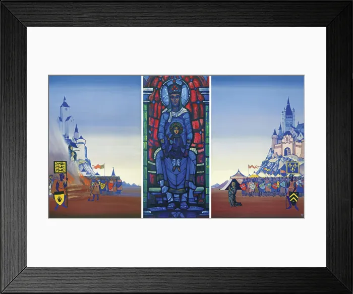 Framed Print : The Triptych St. Joan of Arc: The Maid at the Stake. Eternal Mother. Vigil of Prayer, 1931. Creator: Roerich, Nicholas (1874-1947) Framed Print : The Triptych St. Joan of Arc: The Maid at the Stake. Eternal Mother. Vigil of Prayer, 1931. Creator: Roerich, Nicholas (1874-1947)
