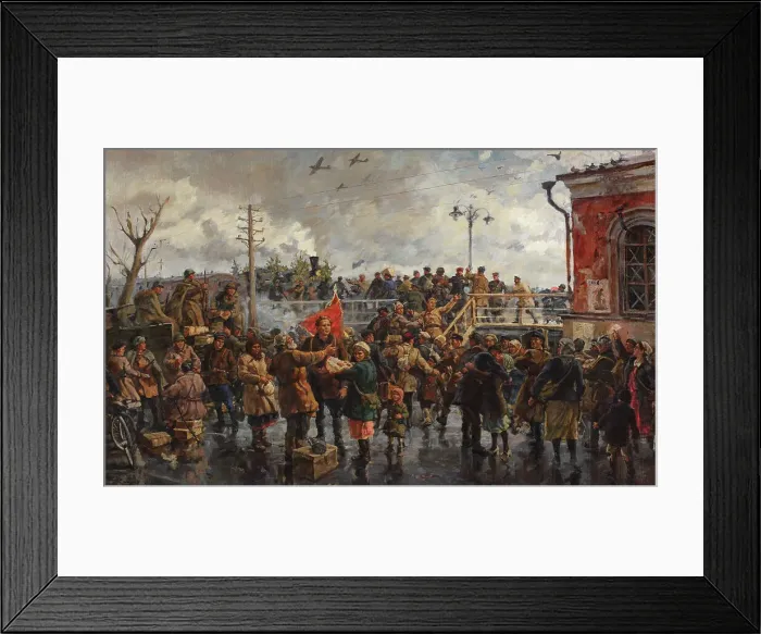 Framed Print : Railroad station, 1948. Creator: Savitsky, Georgi Konstantinovich (1887-1949) Framed Print : Railroad station, 1948. Creator: Savitsky, Georgi Konstantinovich (1887-1949)
