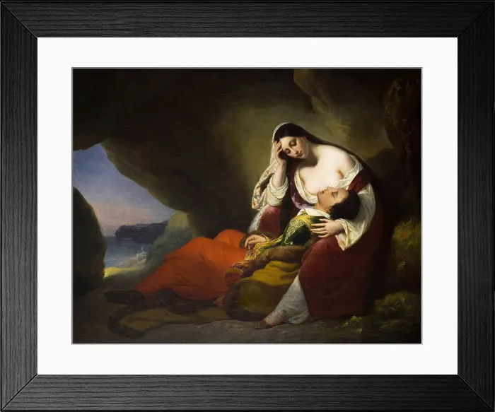 Framed Print : Don Juan and Haidée, c 1827. Creator: Scheffer, Henry (1798-1862) Framed Print : Don Juan and Haidée, c 1827. Creator: Scheffer, Henry (1798-1862)