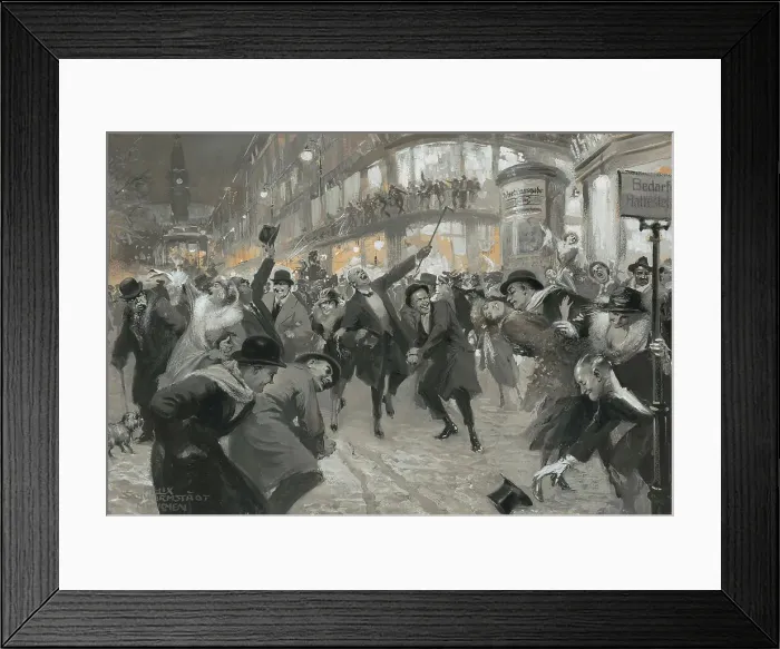Framed Print : Celebrating on the street. Creator: Schwormstädt, Felix (1870-1938) Framed Print : Celebrating on the street. Creator: Schwormstädt, Felix (1870-1938)