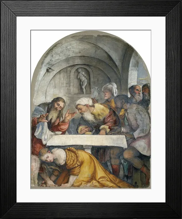 Framed Print : Christ in the House of Simon the Pharisee, c1532. Creator: Romanino, Gerolamo (1485 / 6-1566) Framed Print : Christ in the House of Simon the Pharisee, c1532. Creator: Romanino, Gerolamo (1485 / 6-1566)