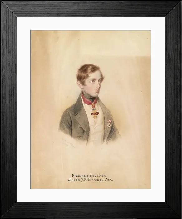 Framed Print : Portrait of Archduke Friedrich Ferdinand Leopold of Austria (1821-1847). Creator: Theer, Robert (1808-1863) Framed Print : Portrait of Archduke Friedrich Ferdinand Leopold of Austria (1821-1847). Creator: Theer, Robert (1808-1863)