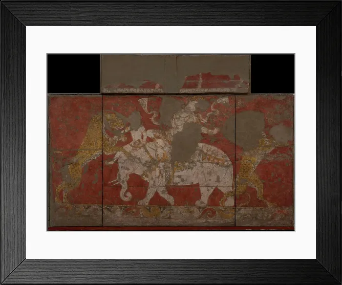 Framed Print : Wall painting from the Red Hall of the Palace in Varakhsha. Fragment, 7th-8th century. Creator: Sogdian Art Framed Print : Wall painting from the Red Hall of the Palace in Varakhsha. Fragment, 7th-8th century. Creator: Sogdian Art