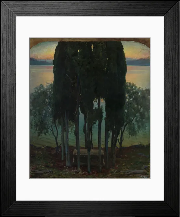 Framed Print : Peace. Tomb among the Cypresses, 1910s. Creator: Savini, Alfredo (1868-1924) Framed Print : Peace. Tomb among the Cypresses, 1910s. Creator: Savini, Alfredo (1868-1924)