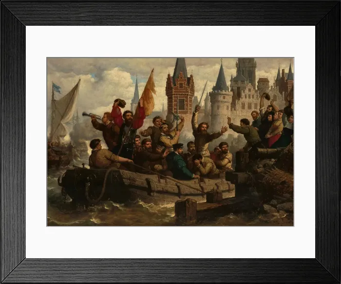 Framed Print : Return of the warriors after the siege of Antwerp, 1878. Creator: Schaefels, Hendrik Frans (1827-1904) Framed Print : Return of the warriors after the siege of Antwerp, 1878. Creator: Schaefels, Hendrik Frans (1827-1904)