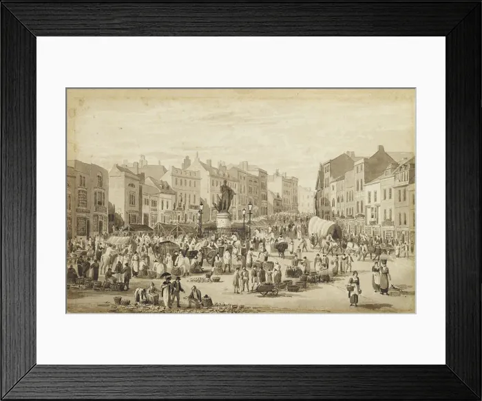 Framed Print : Drawing - The Bull Ring & Nelson Statue, Birmingham, 1845. Creator: David Cox the Elder Framed Print : Drawing - The Bull Ring & Nelson Statue, Birmingham, 1845. Creator: David Cox the Elder