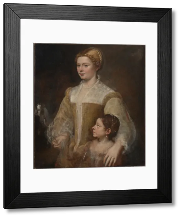 Framed Print : Portrait of a Lady and her Daughter, c 1550. Creator: Titian (1488-1576) Framed Print : Portrait of a Lady and her Daughter, c 1550. Creator: Titian (1488-1576)