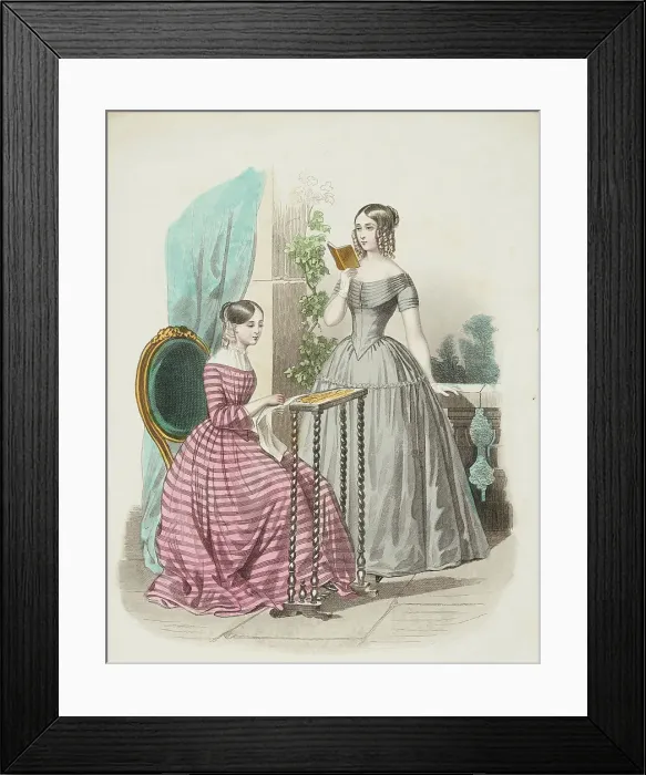 Framed Print : Fashion plate - Journal des Demoiselles III, 1846. Creator: Damours Framed Print : Fashion plate - Journal des Demoiselles III, 1846. Creator: Damours