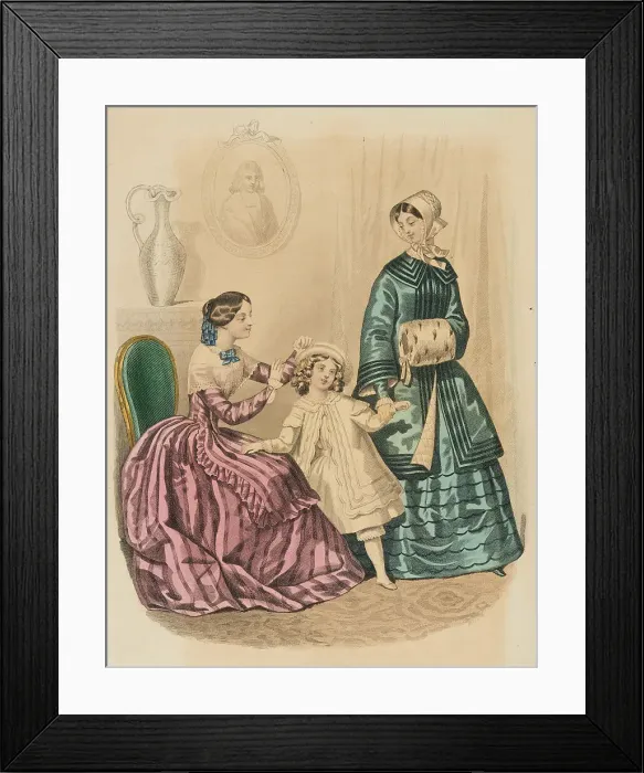 Framed Print : Fashion plate - Journal des Demoiselles, 1849. Creator: Barreau Framed Print : Fashion plate - Journal des Demoiselles, 1849. Creator: Barreau