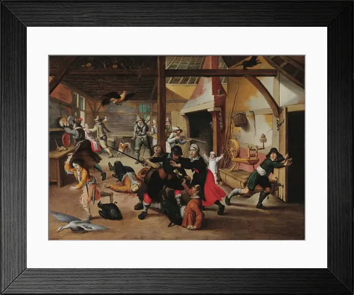 Framed Print : Soldiers plunder a farm, c 1620. Creator: Vrancx, Sebastiaen (1574-1647) Framed Print : Soldiers plunder a farm, c 1620. Creator: Vrancx, Sebastiaen (1574-1647)