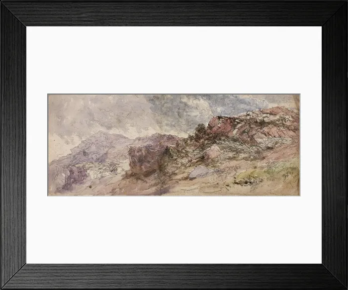 Framed Print : Welsh Crags, 1845-55. Creator: David Cox the Elder Framed Print : Welsh Crags, 1845-55. Creator: David Cox the Elder