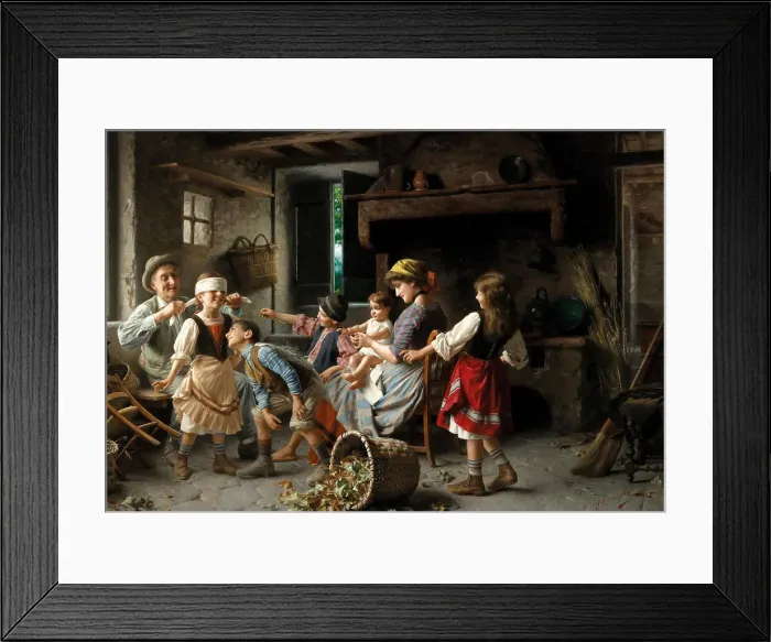 Framed Print : The Blind Man's Buff. Creator: Torriglia, Giovanni Battista (1858-1937) Framed Print : The Blind Man's Buff. Creator: Torriglia, Giovanni Battista (1858-1937)