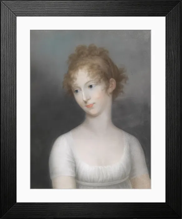 Framed Print : Portrait of Grand Duchess Elena Pavlovna of Russia (1784-1803), in white dress, 1804. Creator: Wagner (Wagener), Friedrich Erhard (1759-1813) Framed Print : Portrait of Grand Duchess Elena Pavlovna of Russia (1784-1803), in white dress, 1804. Creator: Wagner (Wagener), Friedrich Erhard (1759-1813)