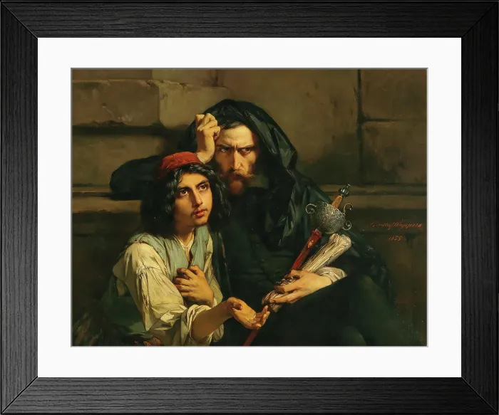 Framed Print : Portrait of Luís de Camões and his guide, 1855. Creator: Wappers, Gustave (1803-1874) Framed Print : Portrait of Luís de Camões and his guide, 1855. Creator: Wappers, Gustave (1803-1874)