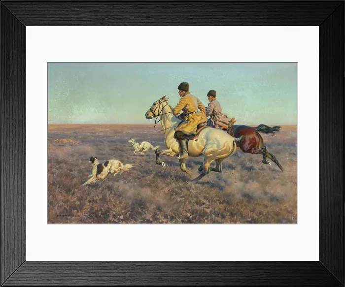 Framed Print : Hunting in the steppe, 1932. Creator: Ungewitter, Hugo (1869-1944) Framed Print : Hunting in the steppe, 1932. Creator: Ungewitter, Hugo (1869-1944)