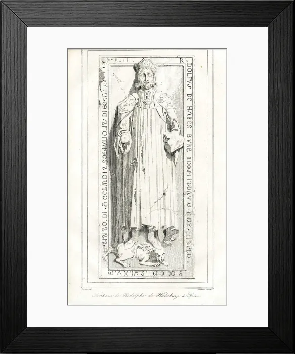 Framed Print : Gravestone of King Rudolf of Habsburg (1218-1291) in Speyer Cathedral. Creator: Vernier, Emile Louis (1829-1887) Framed Print : Gravestone of King Rudolf of Habsburg (1218-1291) in Speyer Cathedral. Creator: Vernier, Emile Louis (1829-1887)