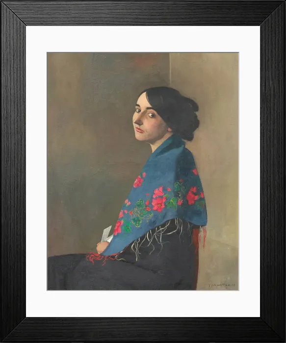 Framed Print : Femme au châle bleu (Woman with blue shawl), 1911. Creator: Vallotton, Felix Edouard (1865-1925) Framed Print : Femme au châle bleu (Woman with blue shawl), 1911. Creator: Vallotton, Felix Edouard (1865-1925)