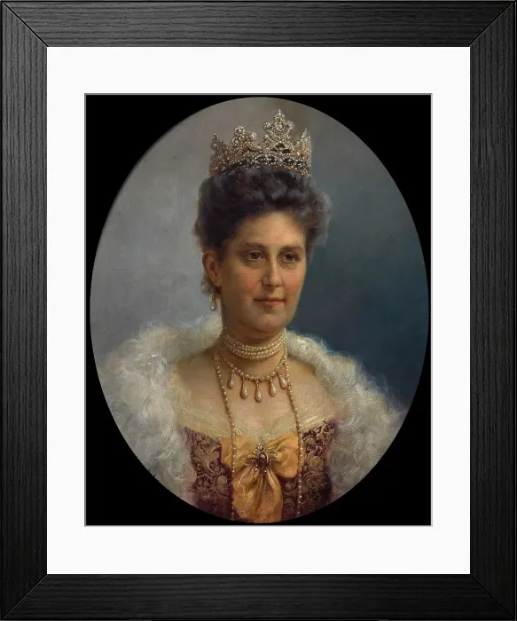 Framed Print : Portrait of Archduchess Maria Annunciata of Austria (1843-1871) with pearl jewelry and tiara, c 1910 Creator: Zatzka, Hans (1859-1945)