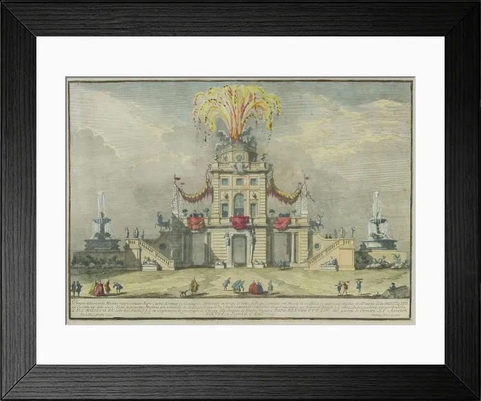 Framed Print : The Chinèa (Festa della Chinea) in Rome, 1753-1759. Creator: Vasi, Giuseppe (1710-1782) Framed Print : The Chinèa (Festa della Chinea) in Rome, 1753-1759. Creator: Vasi, Giuseppe (1710-1782)