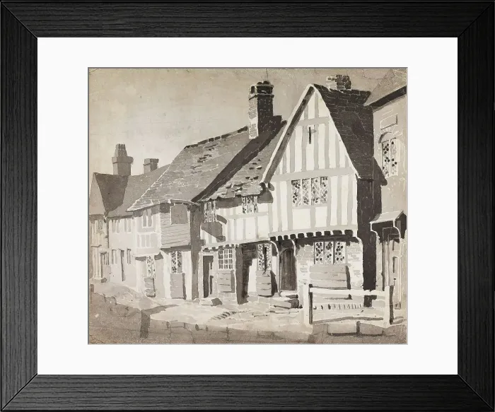 Framed Print : Old Houses at Kenilworth, 1810-15. Creator: David Cox the Elder Framed Print : Old Houses at Kenilworth, 1810-15. Creator: David Cox the Elder