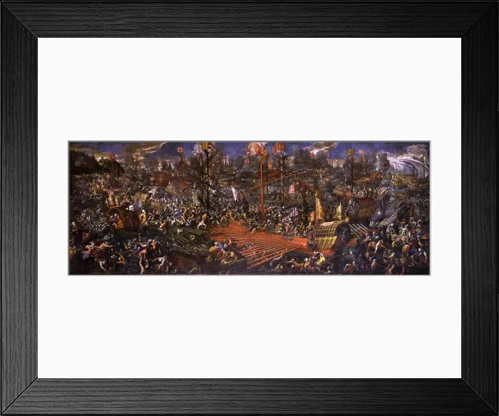 Framed Print : The Battle of Lepanto on 7 October 1571, 1595-1605. Creator: Vicentino, Andrea (c. 1542-1617) Framed Print : The Battle of Lepanto on 7 October 1571, 1595-1605. Creator: Vicentino, Andrea (c. 1542-1617)
