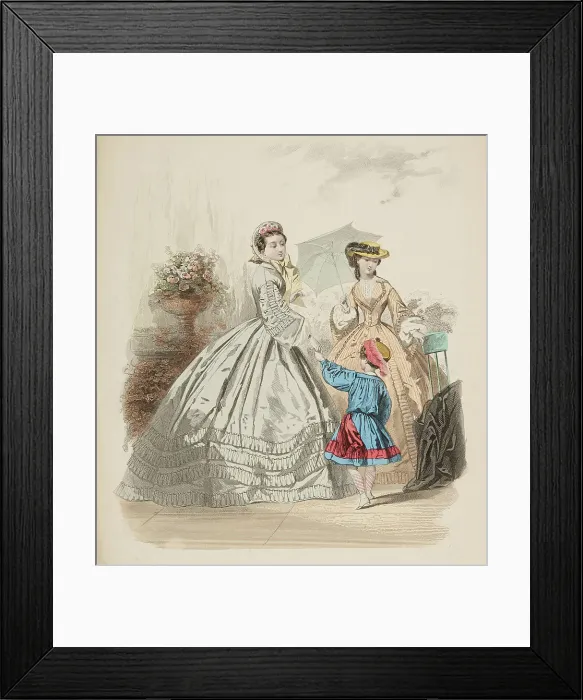 Framed Print : Fashion plate - Journal des Demoiselles VII, 1861. Creator: Gilquin & Dupain Framed Print : Fashion plate - Journal des Demoiselles VII, 1861. Creator: Gilquin & Dupain