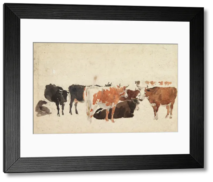 Framed Print : Study of Cattle, c1800-1830. Creator: David Cox the Elder Framed Print : Study of Cattle, c1800-1830. Creator: David Cox the Elder