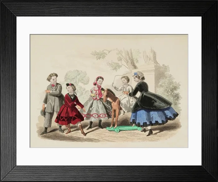 Framed Print : Fashion plate - Journal des Demoiselles, 1865. Creator: Gilquin fils Framed Print : Fashion plate - Journal des Demoiselles, 1865. Creator: Gilquin fils