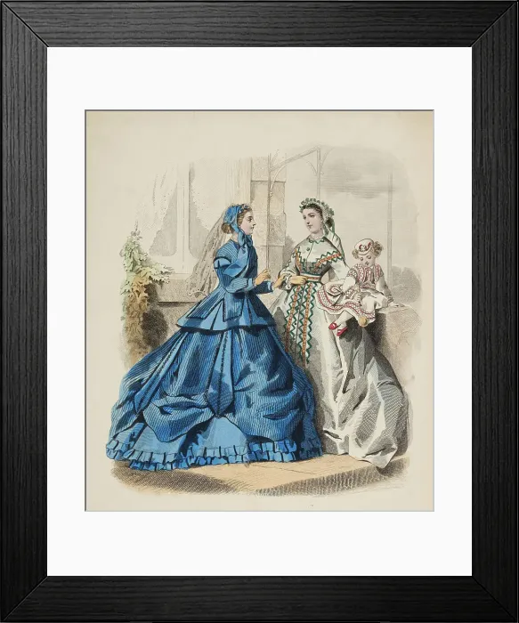 Framed Print : Fashion plate - Journal des Demoiselles, 1865. Creator: Gilquin fils Framed Print : Fashion plate - Journal des Demoiselles, 1865. Creator: Gilquin fils