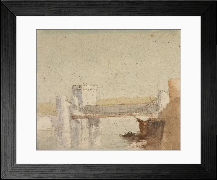 Framed Print : Conway Suspension Bridge, 1830-45. Creator: David Cox the Elder Framed Print : Conway Suspension Bridge, 1830-45. Creator: David Cox the Elder
