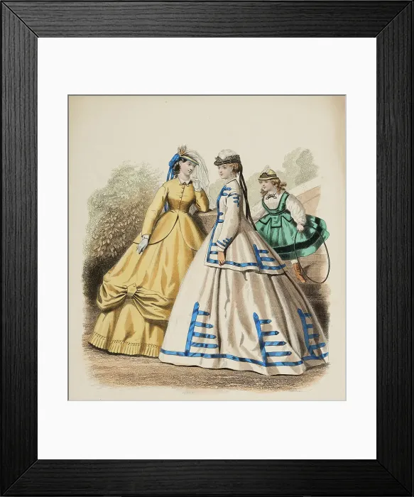 Framed Print : Fashion plate - Journal des Demoiselles VIII, 1865. Creator: Gilquin fils