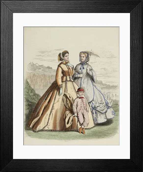 Framed Print : Fashion plate - Journal des Demoiselles VII, 1865. Creator: Gilquin fils Framed Print : Fashion plate - Journal des Demoiselles VII, 1865. Creator: Gilquin fils
