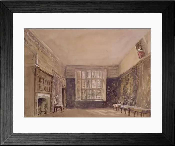 Framed Print : Drawing Room, Haddon Hall, 1831. Creator: David Cox the Elder Framed Print : Drawing Room, Haddon Hall, 1831. Creator: David Cox the Elder