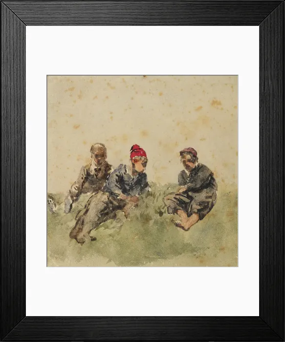 Framed Print : Study of Three Male Figures Lying on a Bank, c1820s. Creator: David Cox the Elder