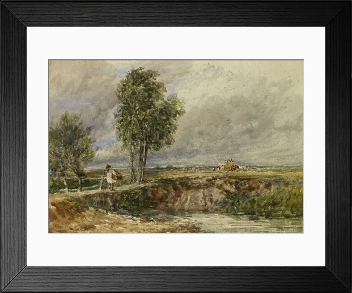 Framed Print : Crossing The Bridge - A Windy Day, c1820s-1850s. Creator: David Cox the Elder Framed Print : Crossing The Bridge - A Windy Day, c1820s-1850s. Creator: David Cox the Elder