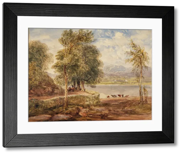Framed Print : A Lake With Cattle, 1833-51. Creator: David Cox the Elder Framed Print : A Lake With Cattle, 1833-51. Creator: David Cox the Elder