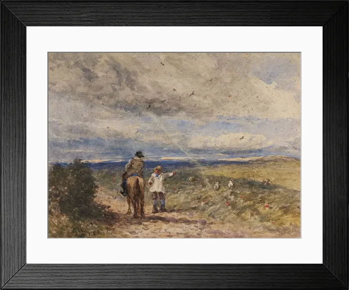 Framed Print : Asking the Way, 1845-55. Creator: David Cox the Elder Framed Print : Asking the Way, 1845-55. Creator: David Cox the Elder